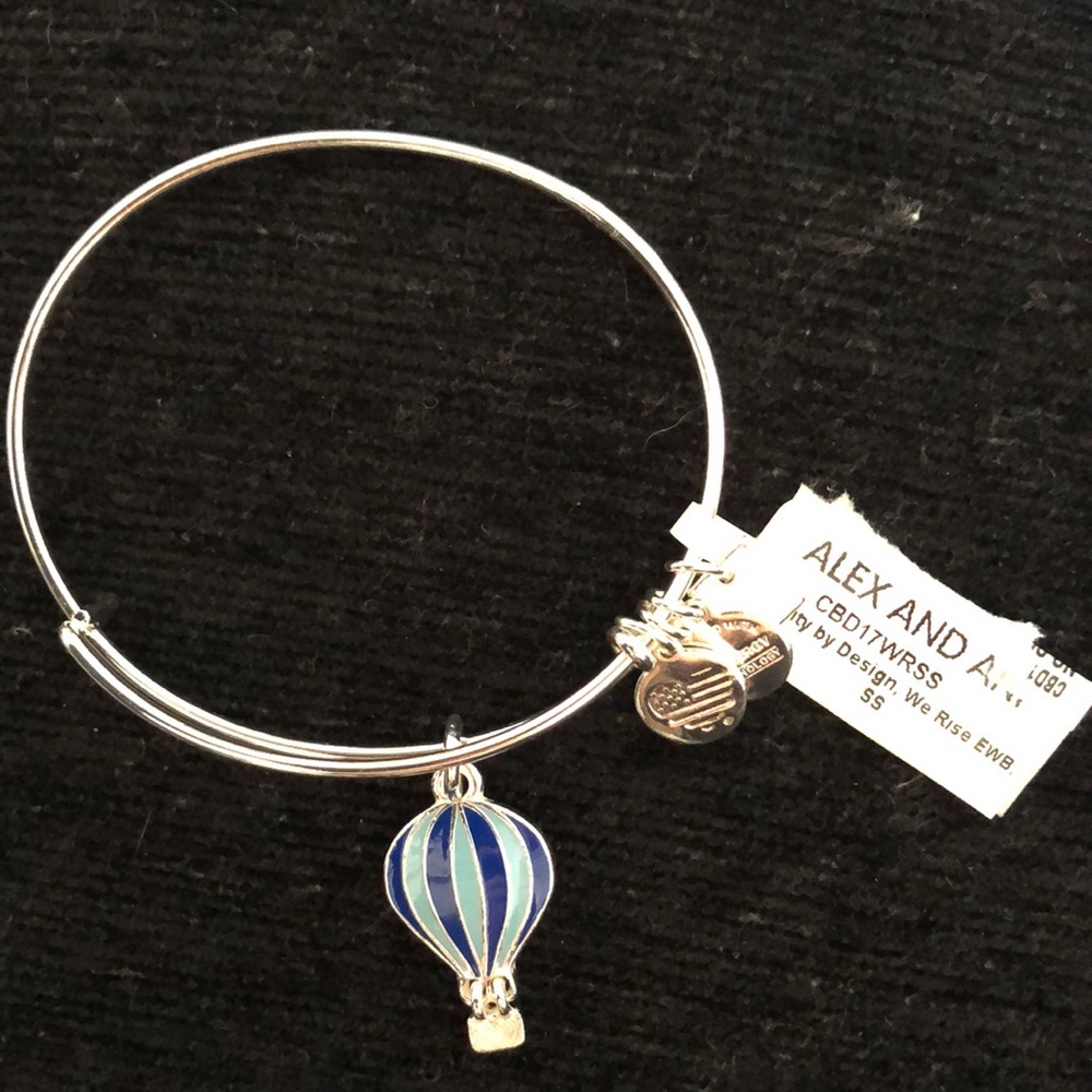 NWT Alex and Ani “We Rise” blue hot air balloon bracelet